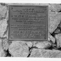 Exterior view of the bronze plaque denoting the first Customs House in California at Monterey. Landmark #1