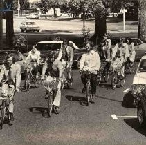 Part of the state's new fleet of bicycles get test-ride in front of the Capitol