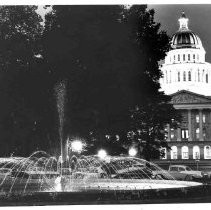 View of the western entrance to the California State Capitol and Capitol Park at the circle on M and 10th Street