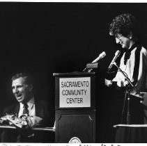 Gloria Deukmejian, wife of Governor George Deukmejian shown seated at left