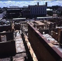 Old Sacramento historic district. View of the California State Railroad Museum