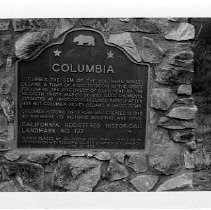 View of the plaque for Columbia State Historic Park in Tuolumne County, Landmark #123