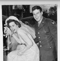 Louise Stephens Jones and Walter B. Jones, Jr. after their wedding. His father was a long-time editor of the Sacramento Bee