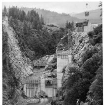 The view of the Box Canyon Dam site looking upstream on the Sacramento River