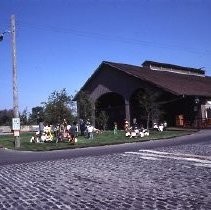 Old Sacramento historic district. View of the California State Railroad Museum