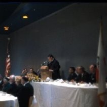 View of the festivities for the Sacramento Redevelopment Agency's groundbreaking ceremonies including speeches by local dignitaries