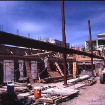 Old Sacramento. View of the Fratt Building under construction at 2nd and K Streets