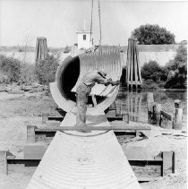 Concrete Pipe Being Assembled