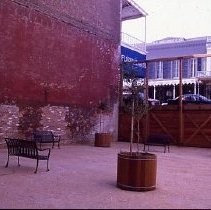 Old Sacramento historic district. View of a building under reconstruction
