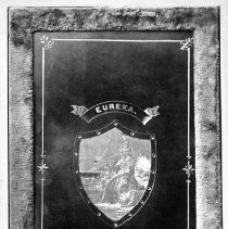 View of a sheild with a possible design for the seal of the State of California. Image is mounted on card stock