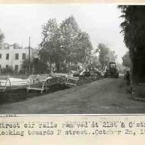 Street car rails being removed