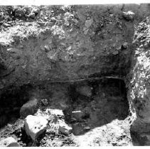 Drake's Bay. "Site of possible Drake's Fort archaeological excavation, Point Reyes, Drake's Bay, Marin County, California, August 22 , 1948. Old shoe found near bottom of clay strata