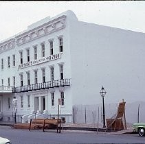 Old Sacramento. View of the Clarendon House apartment building on the corner of Second and L Streets