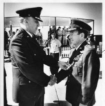 Maj. Gen. Herbert J. Gavin receiving Oak Leaf Cluster from Gen. Bryce Poe