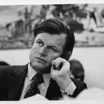 Senator Edward M. Kennedy, in Sacramento for a hearing on Indians