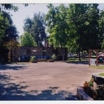 Exterior view of the Sacramento City Cemetery Mortuary Chapel and Archives Office on the grounds of the cemetery