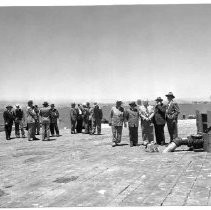 Photographs of Angel Island, 1950. Visit to Angel Island - East Garrison. Large group on dock