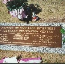 Tule Lake Linkville Cemetery Project 1989: Close-Up of Memorial Gravestone