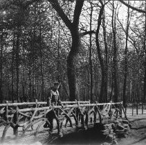 Soldier standing on a bridge