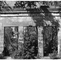 View of the shell of the building for L. Mayer and Sons, a general merchandise store in Mokelumne Hill, Calaveras County