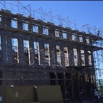 Old Sacramento. View of the Fratt Building under construction at 2nd and K Streets