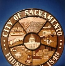 Seal of City of Sacramento in Wood