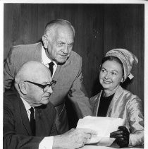 Goodwin Knight, Governor of California from 1953-1959. Here, the former governor is with leaders of an organization to support California law enforcement