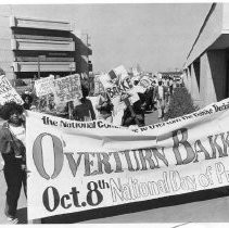 Demonstrators at the UC Davis medical complex express their opposition to the Bakke affirmative action court decision