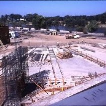 Old Sacramento historic district. View of the California State Railroad Museum