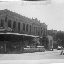 Exterior street scene at the corner of Third and J Streets in Sacramento prior to redevelopment