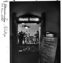 View of the entrance to the dining room of the Mount View Hotel in Calistoga, Napa County