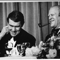 President Gerald R. Ford shown with Houston I. Flournoy, left candidate for governor