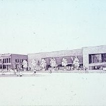 Old Sacramento historic district. View of the renderings for the California State Railroad Museum