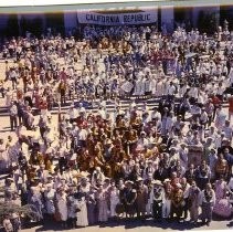 View of Admission Day Parade in Sacramento, Sept. 9, 1958. This view shows the crowd on the west side of the California State Capitol