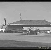 A two engine airplane taxieing