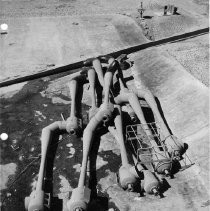 Alpha. View of reworked steam ejectors on Test Stand 2B apron