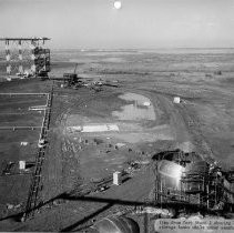 Alpha test stand. View from Test Stand 1 showing liquid hydrogen storage tanks while under construction