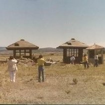 Tule Lake Linkville Cemetary Project: JACLers in Front of Guard Towers