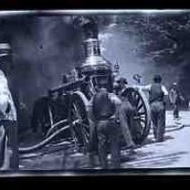 A horse drawn fire engine pumper