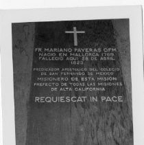 View of the grave buried at the foot of the altar in La Purisima Mission near Lompoc, California State Landmark #340, Santa Barbara County