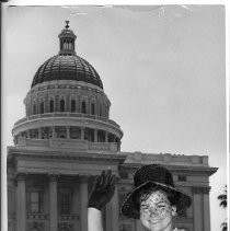 Wendy Douglas, Miss California of 1963. Also shown on her left Mike R. Malakai Chair of County Board of Supervisors and Al Mingo President of the Sacramento Junior Chamber of Commerce