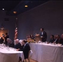 View of the festivities for the Sacramento Redevelopment Agency's groundbreaking ceremonies including speeches by local dignitaries