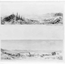 Photographs of Sketches of Western Pioneer Trail scenes