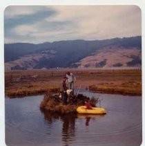 Photographs of landscape of Bolinas Bay. "Hugh Evans, Jon Kaempfer, Bill Pritchard, ___ Evans, Bolinas Lagoon, Sept. 2, 1973"