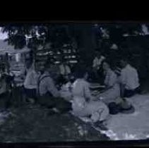 A group of men and women at a picnic