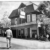 View of the Colfax Hotel and central gathering place in Placer County