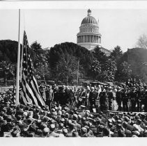 Exterior view of the ground breaking ceremony for Building 1 of the state capitol extension project in 1922