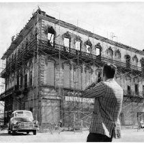 Scaffolding around fire-damaged Fratt Building