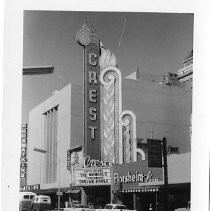 Exterior view of the Crest Theatre at 10th and K Street, northside