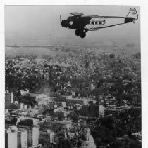 Aerial view of the California State Capitol building looking east over the city of Sacramento